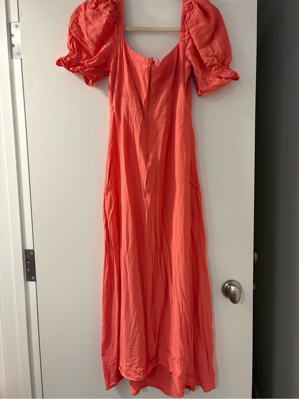 WeWoreWhat Coral Puff Sleeve Midi Dress